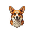Corgi Low Poly vinyl sticker by Tritan, front