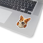 Corgi Low Poly vinyl sticker by Tritan, on a laptop