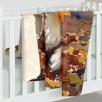 Corgi Watercolor sherpa blanket by Tritan, on bed
