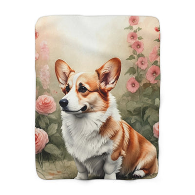 Corgi Watercolor Cottage Garden Throw Blanket | Premium Dog Prints | Tritan