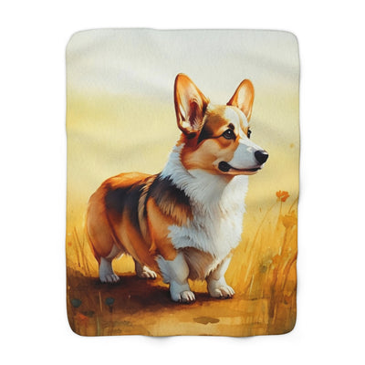 Golden Retriever Watercolor Corgi Meadow Throw Blanket | Premium Dog Prints | Tritan