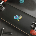 Australian Shepherd Cosmic vinyl sticker by Tritan, on a laptop