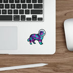 Australian Shepherd Cosmic vinyl sticker by Tritan, on a laptop