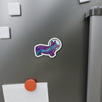 Corgi Cosmic die-cut magnet by Tritan, on the fridge