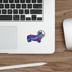 Corgi Cosmic vinyl sticker by Tritan, on a laptop