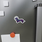 Dachshund Cosmic die-cut magnet by Tritan, on the fridge