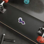 Dachshund Cosmic vinyl sticker by Tritan, on a skateboard