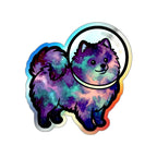 Pomeranian Cosmic vinyl sticker by Tritan, front