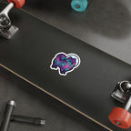 Pomeranian Cosmic vinyl sticker by Tritan, on a skateboard