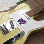 Pomeranian Cosmic vinyl sticker by Tritan, on a guitar