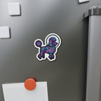 Poodle Cosmic die-cut magnet by Tritan, on the fridge