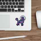 Poodle Cosmic vinyl sticker by Tritan, on a laptop