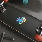 Pug Cosmic vinyl sticker by Tritan, on a laptop
