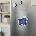 Pug Cosmic die-cut magnet by Tritan, on steel