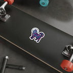 Siberian Husky Cosmic vinyl sticker by Tritan, on a skateboard