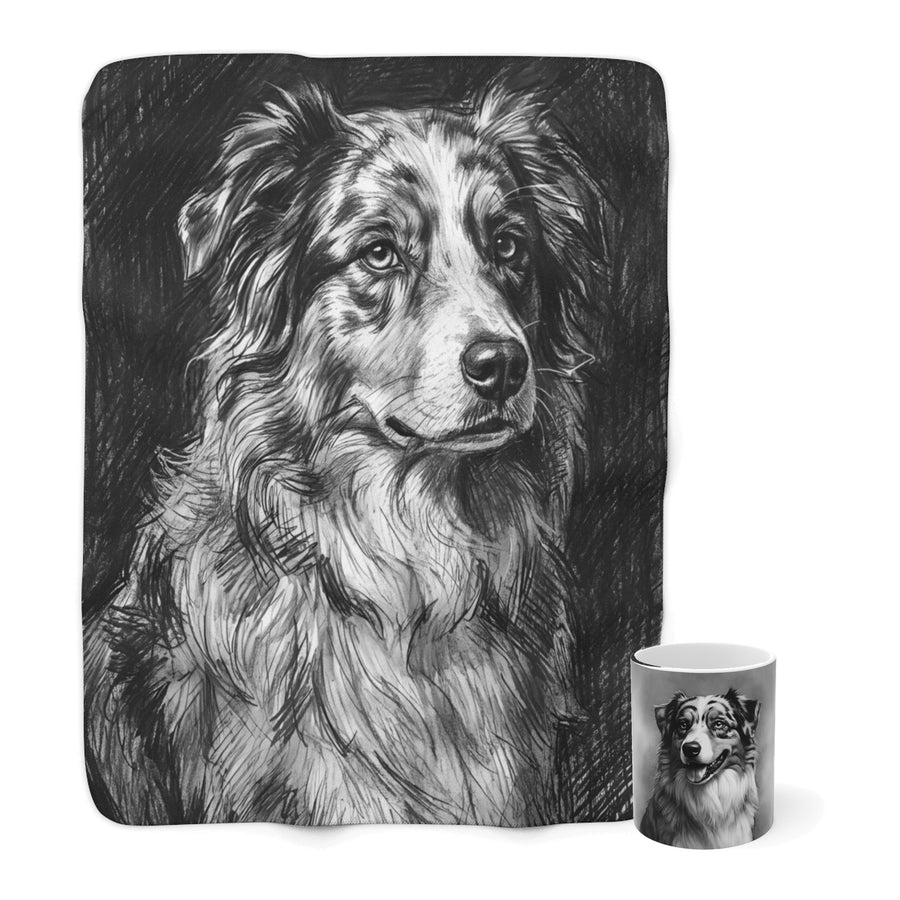 Australian Shepherd Cozy Set — 2-Piece Blanket + Mug Gift Set | Charcoal | Tritan