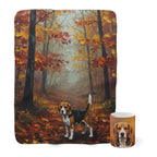 Beagle Cozy Set — 2-Piece Blanket + Mug Gift Set | Autumn Woods | Tritan