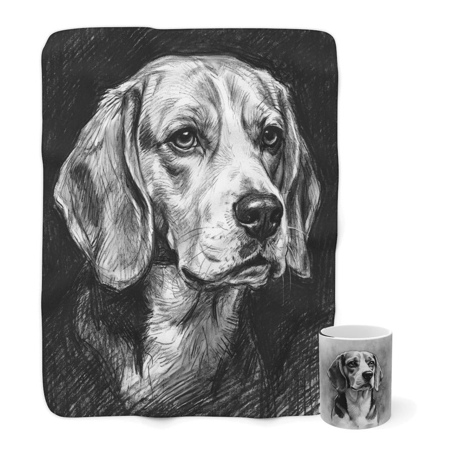 Beagle Cozy Set — 2-Piece Blanket + Mug Gift Set | Charcoal | Tritan