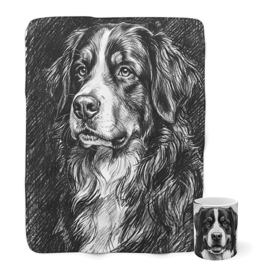 Bernese Mountain Dog Cozy Set — 2-Piece Blanket + Mug Gift Set | Charcoal | Tritan