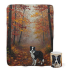 Border Collie Cozy Set — 2-Piece Blanket + Mug Gift Set | Autumn Woods | Tritan
