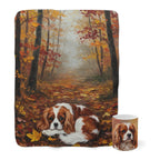 Cavalier King Charles Spaniel Cozy Set — 2-Piece Blanket + Mug Gift Set | Autumn Woods | Tritan