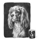 Cavalier King Charles Spaniel Cozy Set — 2-Piece Blanket + Mug Gift Set | Charcoal | Tritan