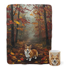 Corgi Cozy Set — 2-Piece Blanket + Mug Gift Set | Autumn Woods | Tritan