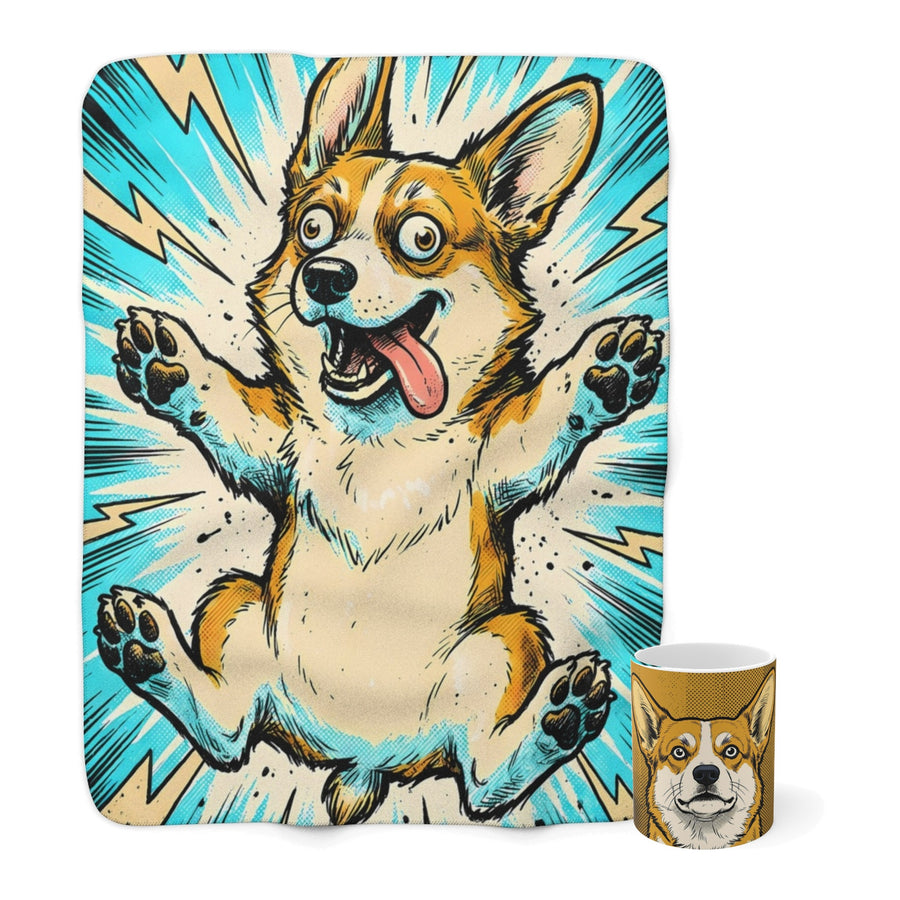 Corgi Cozy Set — 2-Piece Blanket + Mug Gift Set | Comic | Tritan