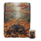 Dachshund Cozy Set — 2-Piece Blanket + Mug Gift Set | Autumn Woods | Tritan