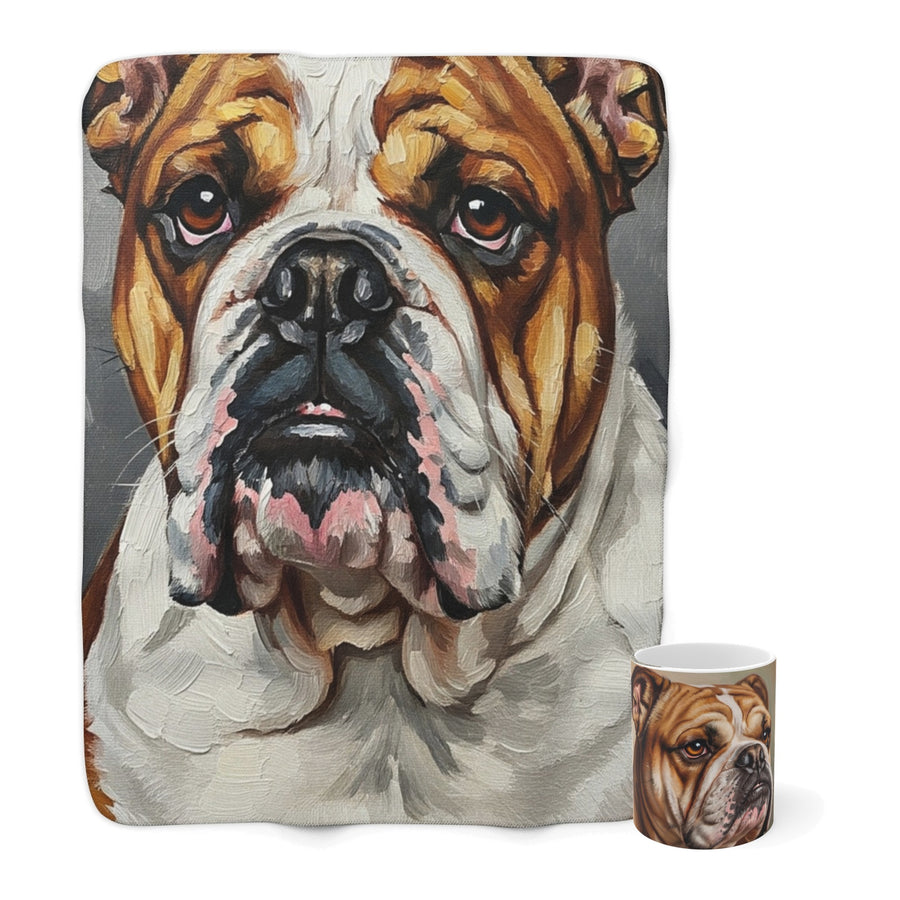 English Bulldog Cozy Set — 2-Piece Blanket + Mug Gift Set | Oil | Tritan