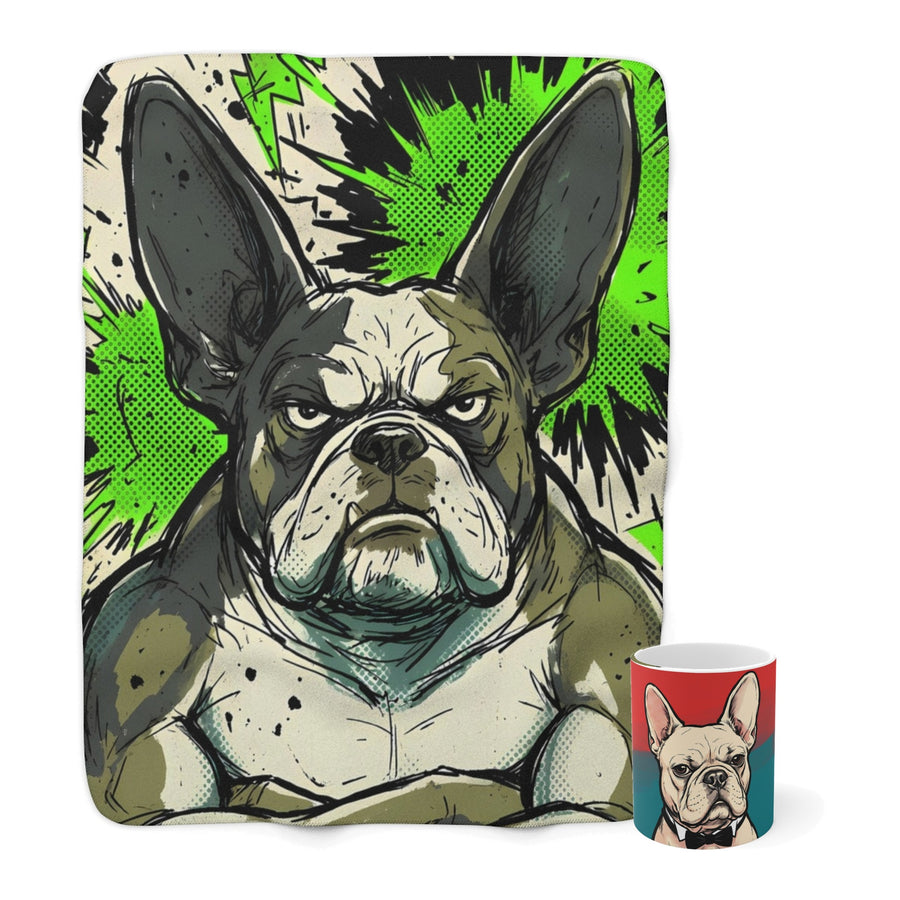 French Bulldog Cozy Set — 2-Piece Blanket + Mug Gift Set | Comic | Tritan