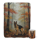 German Shepherd Cozy Set — 2-Piece Blanket + Mug Gift Set | Autumn Woods | Tritan