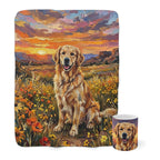Golden Retriever Cozy Set — 2-Piece Blanket + Mug Gift Set | Sunset Prairie | Tritan