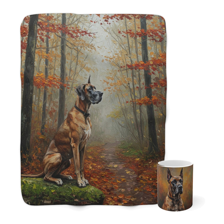Great Dane Cozy Set — 2-Piece Blanket + Mug Gift Set | Autumn Woods | Tritan