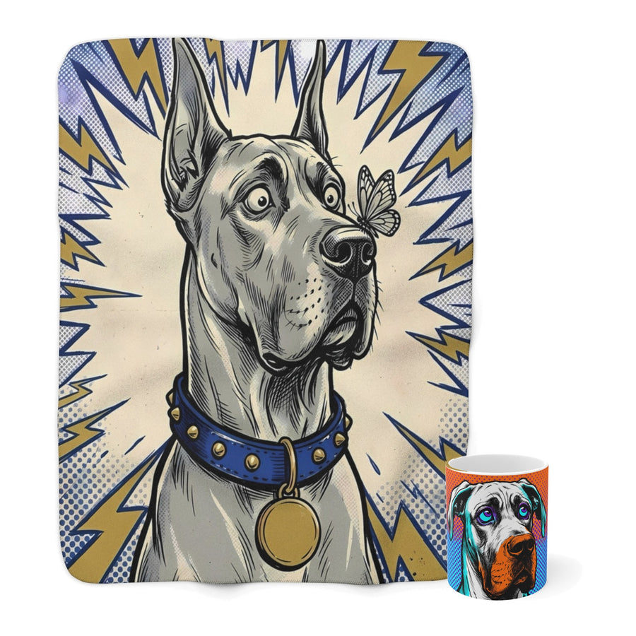 Great Dane Cozy Set — 2-Piece Blanket + Mug Gift Set | Comic | Tritan