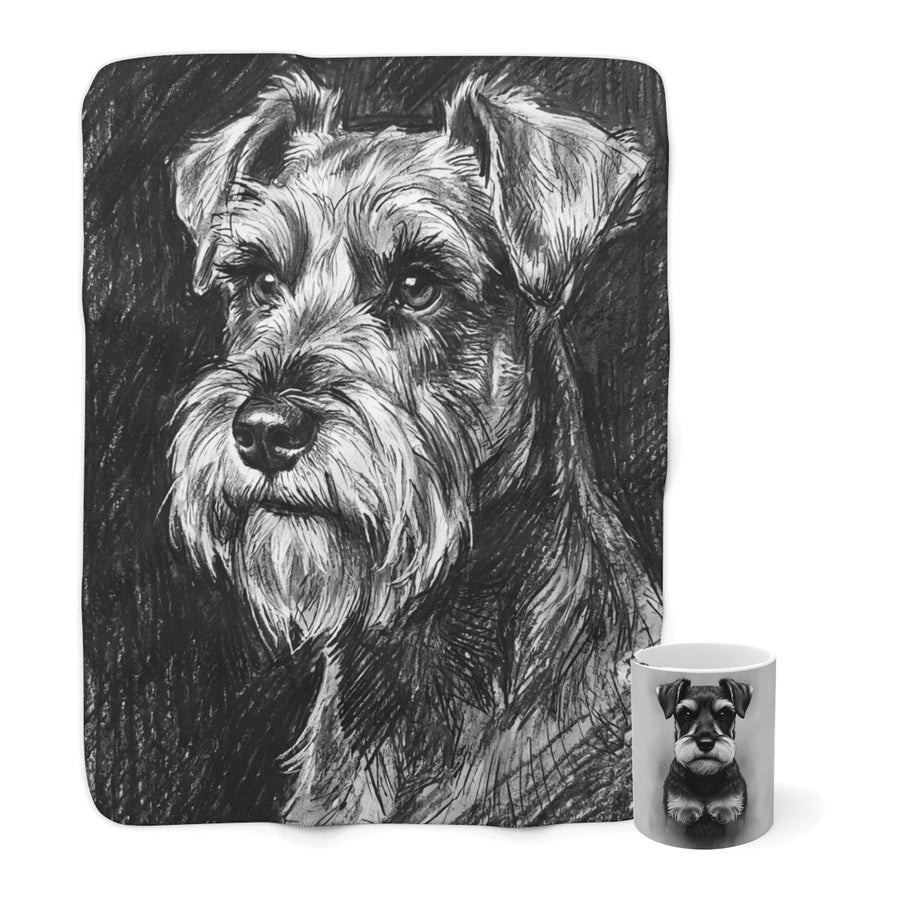 Miniature Schnauzer Cozy Set — 2-Piece Blanket + Mug Gift Set | Charcoal | Tritan