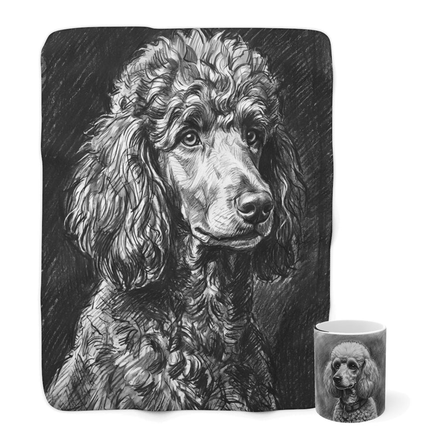 Poodle Cozy Set — 2-Piece Blanket + Mug Gift Set | Charcoal | Tritan