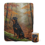 Rottweiler Cozy Set — 2-Piece Blanket + Mug Gift Set | Autumn Woods | Tritan