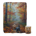 Yorkshire Terrier Cozy Set — 2-Piece Blanket + Mug Gift Set | Autumn Woods | Tritan