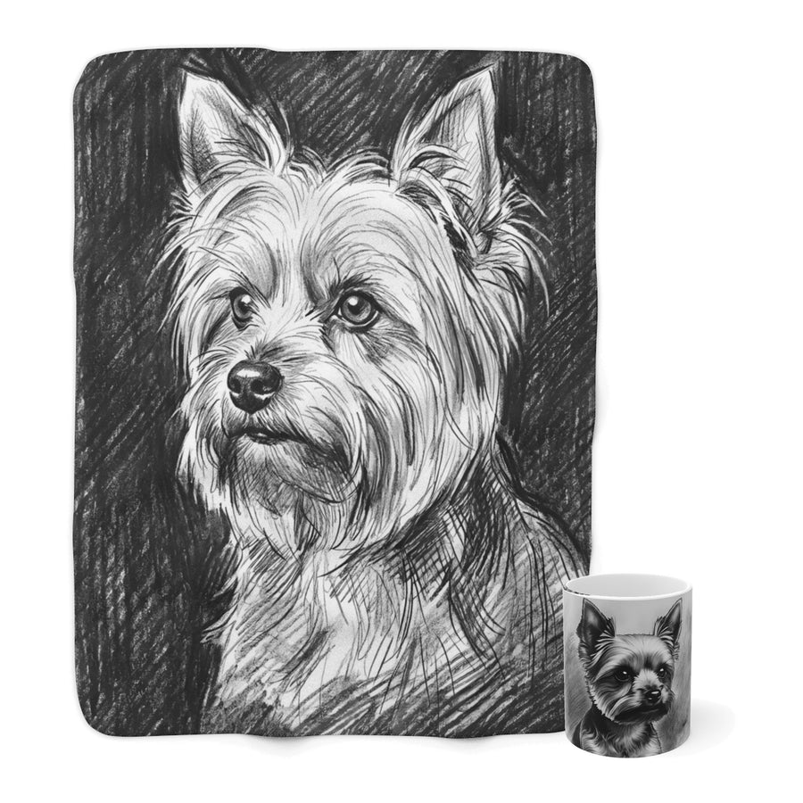 Yorkshire Terrier Cozy Set — 2-Piece Blanket + Mug Gift Set | Charcoal | Tritan