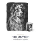 Australian Shepherd Cozy Set — 2-Piece Blanket + Mug Gift Set | Charcoal | Tritan