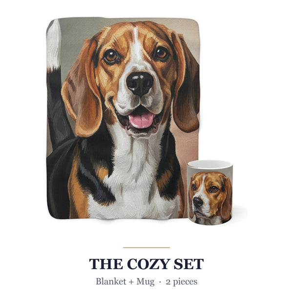 Beagle Cozy Set — 2-Piece Blanket + Mug Gift Set | Oil | Tritan