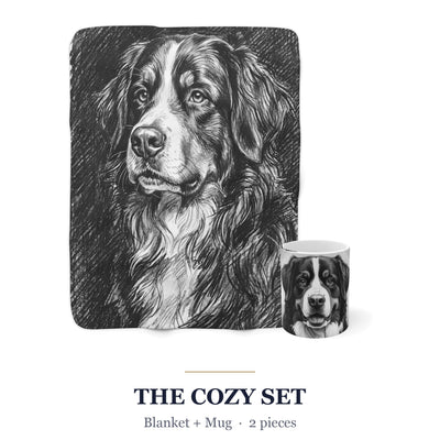 Bernese Mountain Dog Cozy Set — 2-Piece Blanket + Mug Gift Set | Charcoal | Tritan