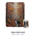 Border Collie Cozy Set — 2-Piece Blanket + Mug Gift Set | Autumn Woods | Tritan