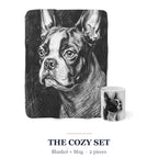 Boston Terrier Cozy Set — 2-Piece Blanket + Mug Gift Set | Charcoal | Tritan