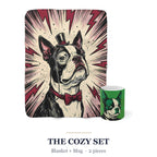 Boston Terrier Cozy Set — 2-Piece Blanket + Mug Gift Set | Comic | Tritan