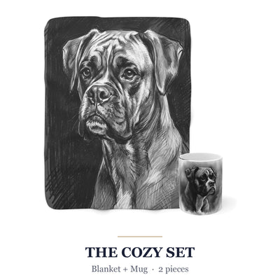 Boxer Cozy Set — 2-Piece Blanket + Mug Gift Set | Charcoal | Tritan