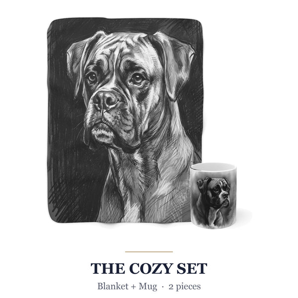 Boxer Cozy Set — 2-Piece Blanket + Mug Gift Set | Charcoal | Tritan