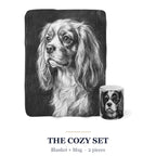 Cavalier King Charles Spaniel Cozy Set — 2-Piece Blanket + Mug Gift Set | Charcoal | Tritan