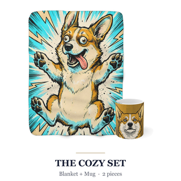 Corgi Cozy Set — 2-Piece Blanket + Mug Gift Set | Comic | Tritan